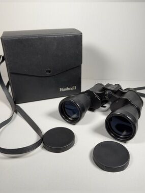 Vintage Bushnell Ensign 10x50 Binoculars Insta-Focus Coated Optics Case Caps